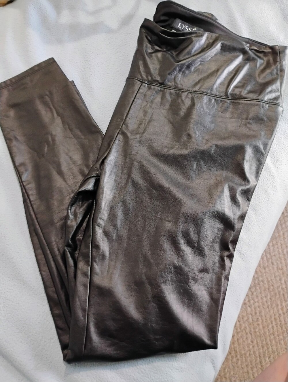 Lysse Shiny Faux Leather Leggings - Black